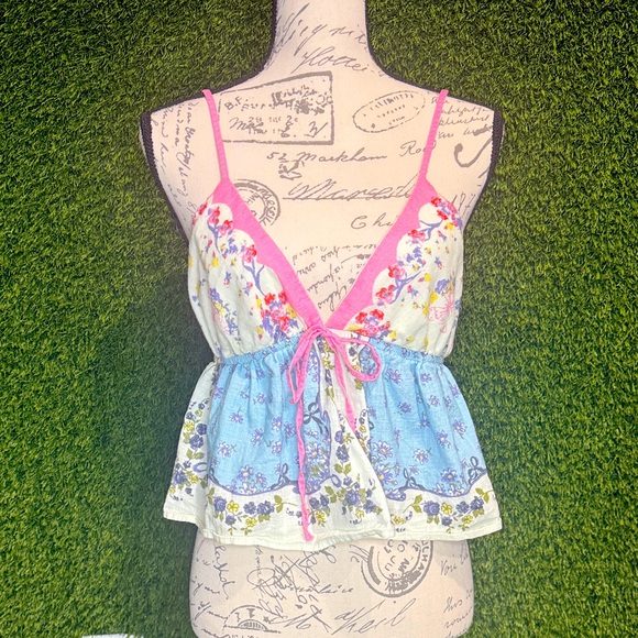 Free People Tops - Floral Pink and Blue Women's Top
